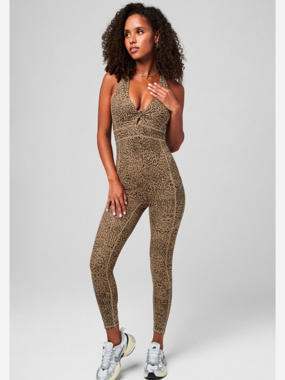 NWT- Fabletics PureLuxe Oasis Twist Front Pocket 7/8 Jumpsuit Women's Size Large